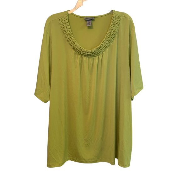 Maggie Barnes Top Womens Plus 3X Yellow Short Sleeve Blouse - Picture 1 of 7